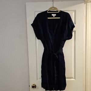 Charter Club Navy Short-Sleeve Belted Wrap Dress